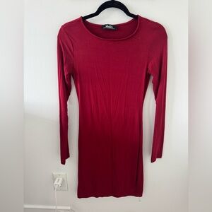 Lulu's Rich Red Burgundy Long Sleeve Small Mini dress